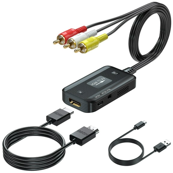 1080P HDMI to RCA Composite AV CVBS Converter Adapter, HDMI2AV, HDMI to Older TV for DVD, PS3, PS4, HDMI TV Sticks