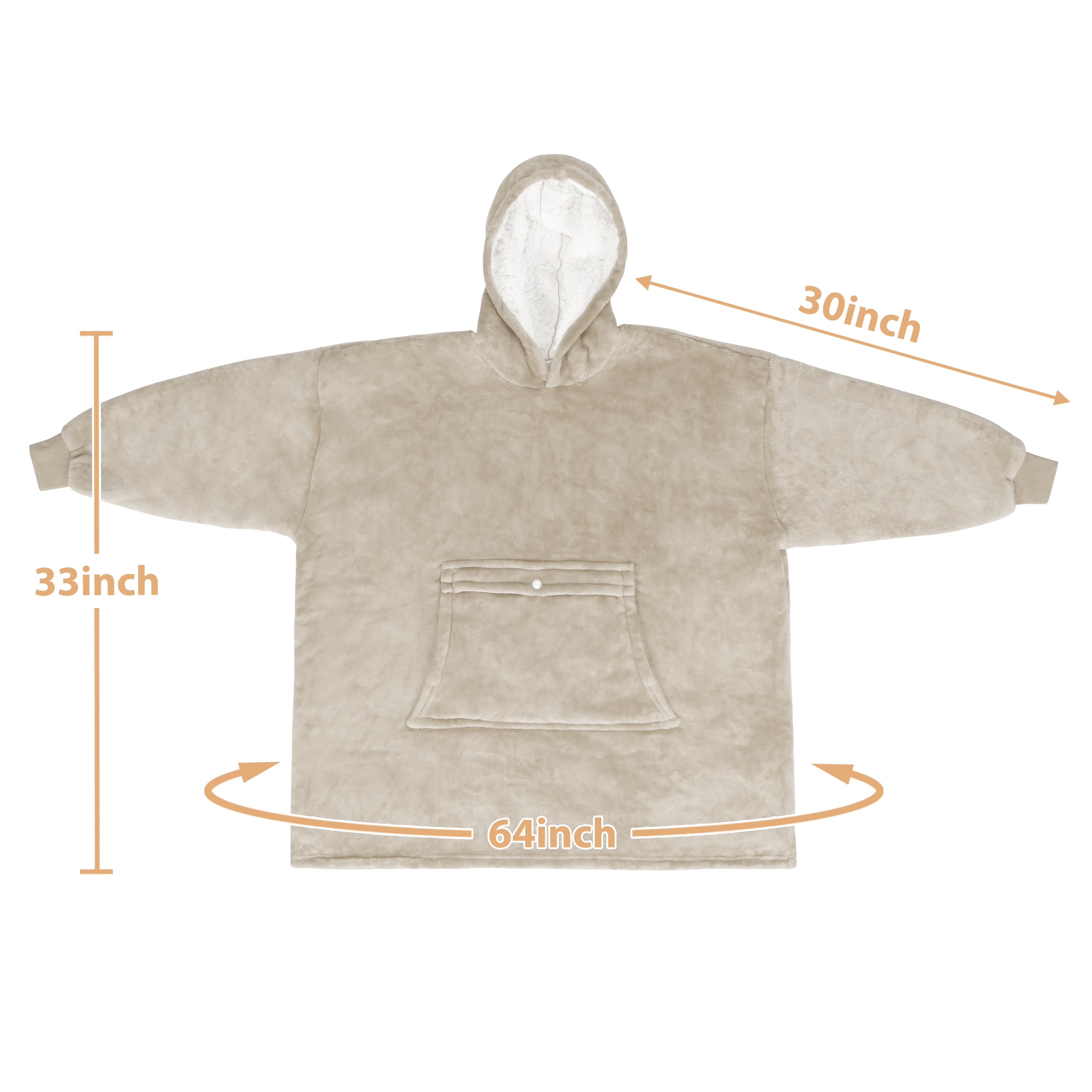 Catalonia Blanket Hoodie for Kids, Oversized Wearable Fleece Sweatshirt Pullover for 7-16 yr Teens Youth, Kids Gift Idea, Latte