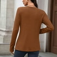thumbnail image 6 of EDFBUYKRS Womens Loose Blouse Long Sleeve V Neck Button Down T Shirts Tie Front Knot Casual Tops L, 6 of 8
