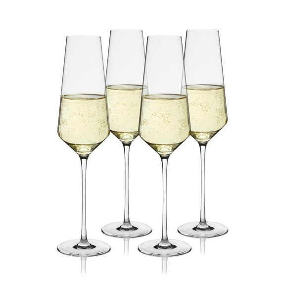 Viski Liminal Crystal Flutes for Home Bar, Wedding Gifts, 9 oz, Set of 4