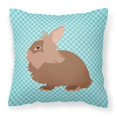 thumbnail image 1 of Carolines Treasures BB8134PW1414 Lionhead Rabbit Blue Check Fabric Decorative Pillow, 14 x 14 in., 1 of 4