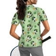 thumbnail image 2 of COEQINE Women V Neck Golf Shirts 1/4 Zip Short Sleeve Workout Polo Shirts Cat Hat Shamrock and Glass Print Quick Dry Fit Golf Tops Lightweight Tennis Activewear, XL, 2 of 7