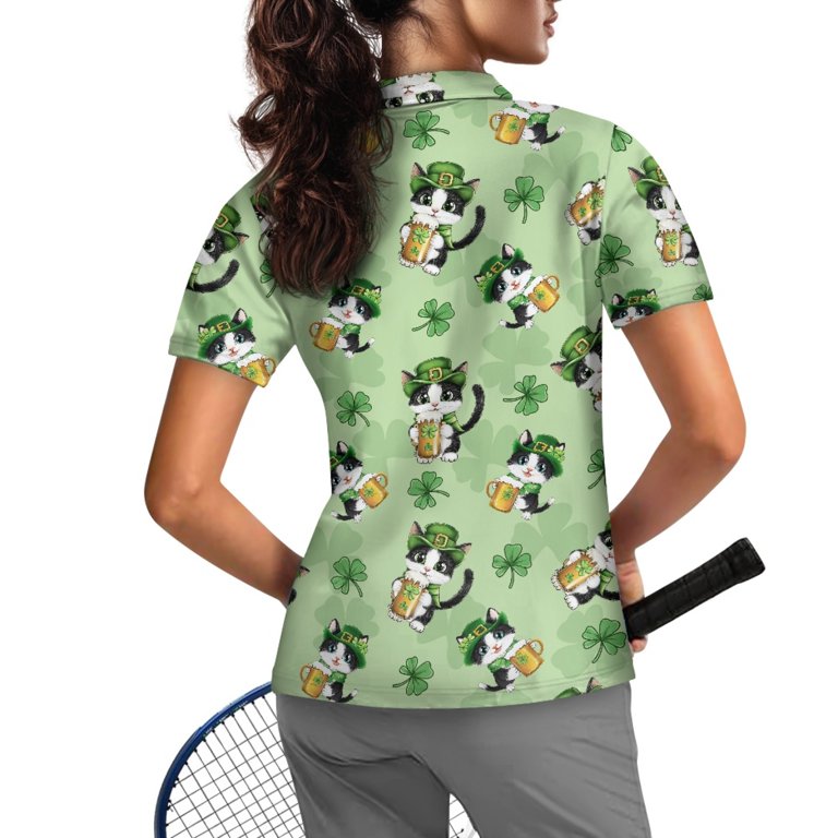 ※Kazurenoma GOLF NYLON VNECK COEQINE Women V Neck Golf Shirts 1/4 Zip Short Sleeve Workout Polo