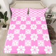 thumbnail image 2 of Manfei Cute Cartoon Flowers Twin Sheet Sets,Lovely Floral Blossom Twin Fitted Sheet,White Pink Flat Sheet For Kids,Microfiber Bedroom Decor,3 Pieces, 2 of 7