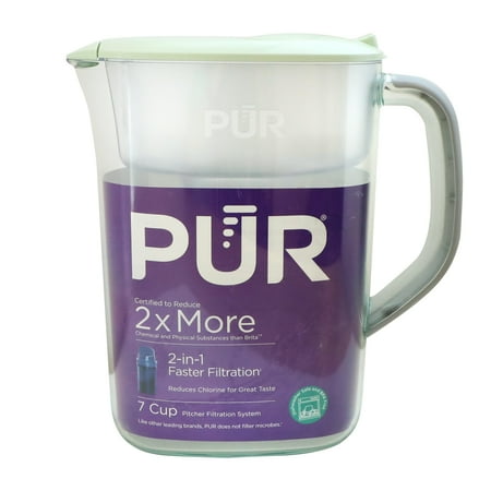 PUR 7 Cup Pitcher Filtration System, Lime, W 9.6" x H 10.1" x L 4.5", PPT700LAV4