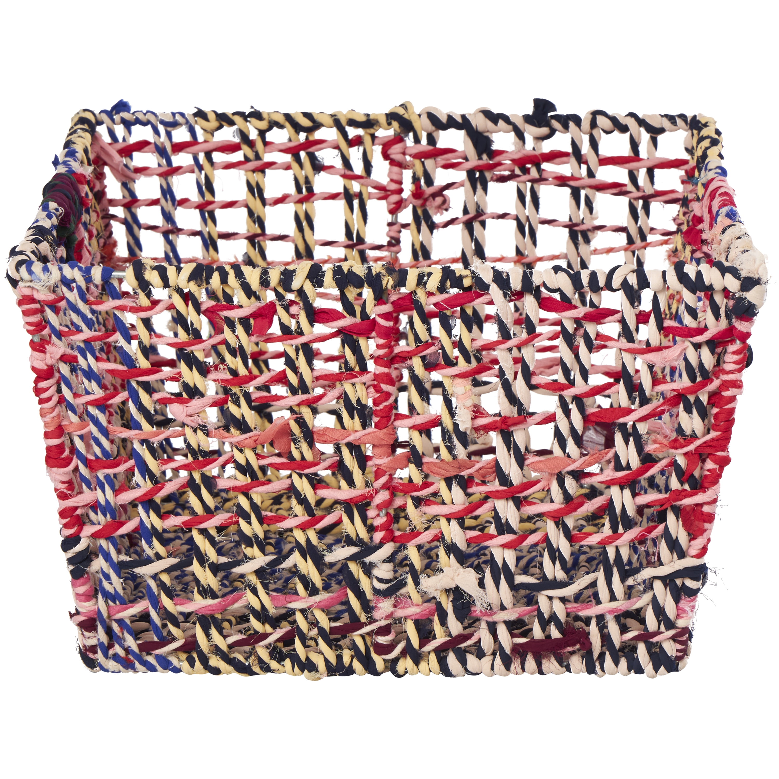 CosmoLiving by Cosmopolitan 19" x 10" Multi Colored Cotton Handmade Storage Basket with Handles, 1-Piece