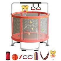 zhikuangxia Kids Trampoline,Upgrade All In One 440lbs Toddler Trampoline with Net,Adjustable Baby Toddler Trampoline with Basketball Hoop,Swing, Sandbag, Ocean Balls,for 1-8 Years