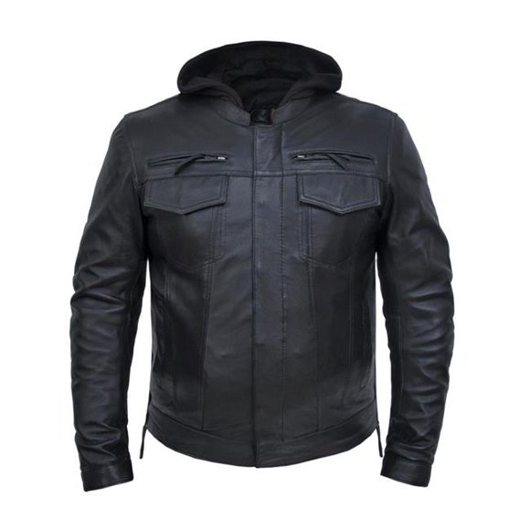 Veste de Moto Légère en Cuir Premium pour Hommes, Noir - 2TG