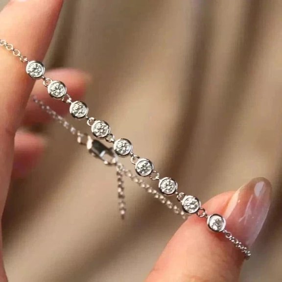 4Ct Round Cut Lab Created Diamond Women's Tennis Bracelet 14K White Gold Plated