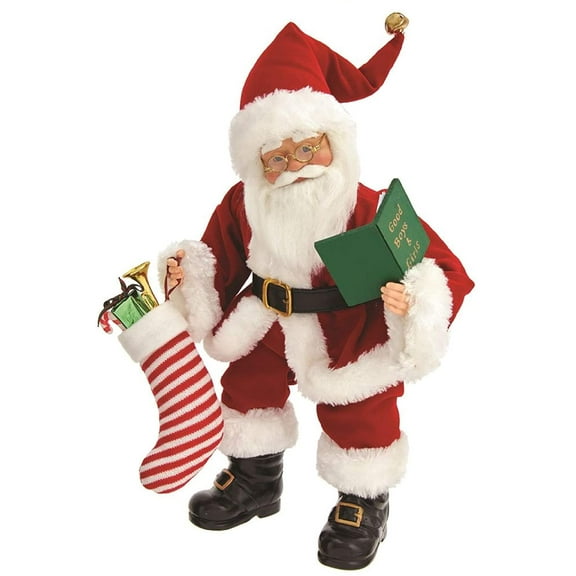 Kurt Adler 16-Inch Kringle Klaus Santa with Book and Stocking