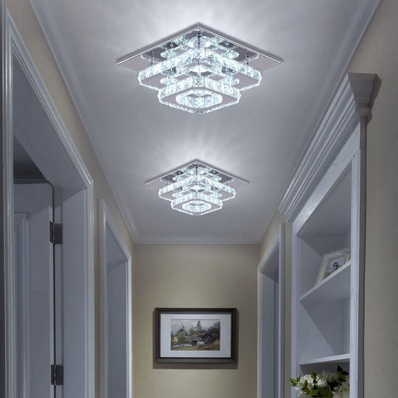 Lámpara de techo FRIXCHUR Crystal Square Candelabro LED 25W
