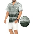 thumbnail image 2 of LA LEELA Men's Hawaiian Shirt Aloha Casual Beach Shirts Button Down Short Sleeve Dress Shirts for Men M Stripes, Grey Summer, 2 of 5
