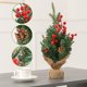 thumbnail image 4 of Mini árbol de Navidad de mesa, árbol de Navidad pequeño con nieve, mini pinos de mesa en base de arpillera con adornos de Navidad para oficina, fiesta, decoración del hogar, decoraciones de bricolaje, 4 of 5