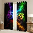 thumbnail image 2 of Manfei Neon Gamepad Blackout Curtains Set of 2 (52x84 Each) for Boy, Modern Gaming Lover Window Curtains, Futuristic Lightning Print Curtains and Drapes, Curtains and Drapes Bedroom Decor, 2 of 6