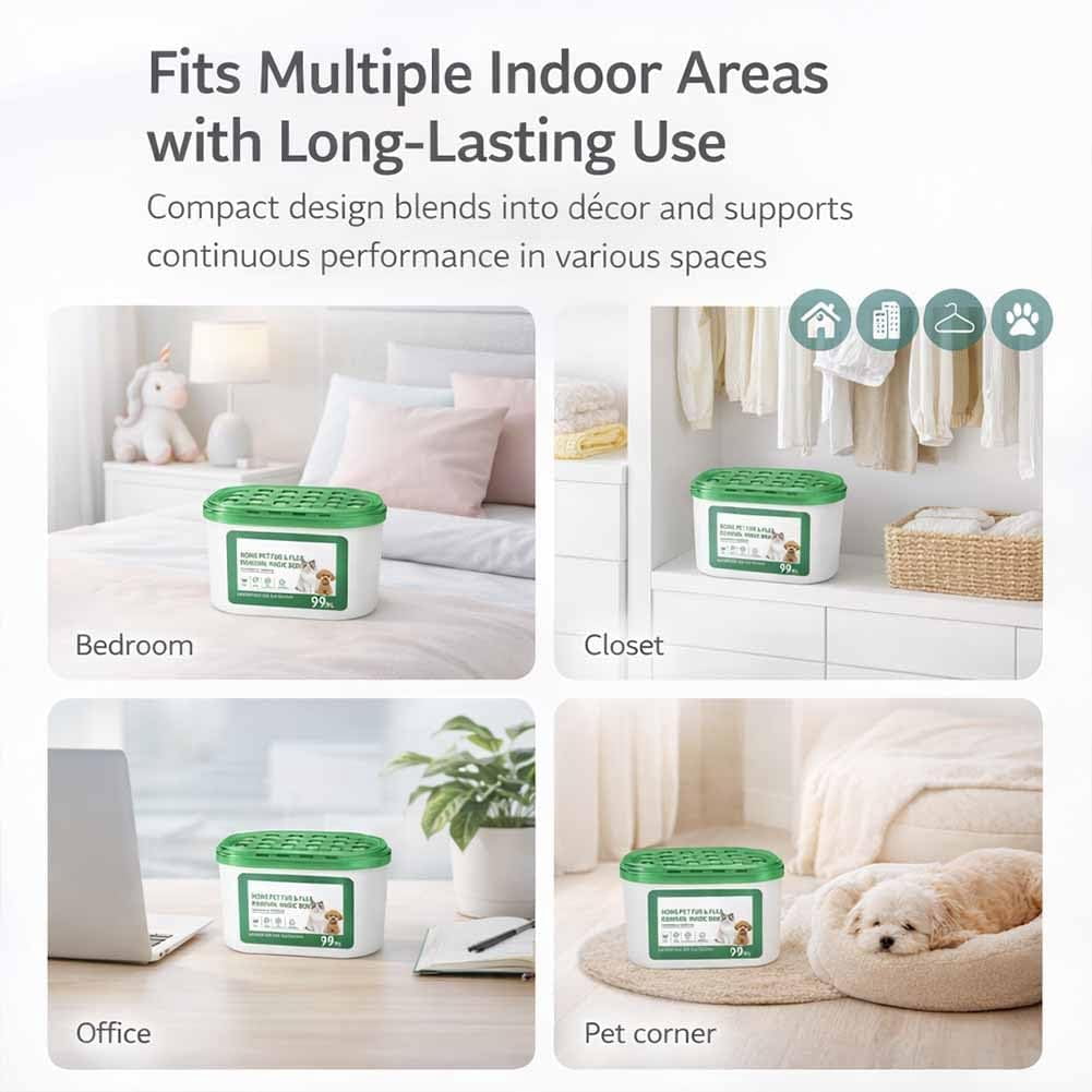 Home Pet Fur & Odor Removal Magic Box, 400ML Large Capacity Portable Air Purifier Box, Automatic Air Cleaner & Dust Collector for Home Bedroom Living Room Pet Areas (2PCS)