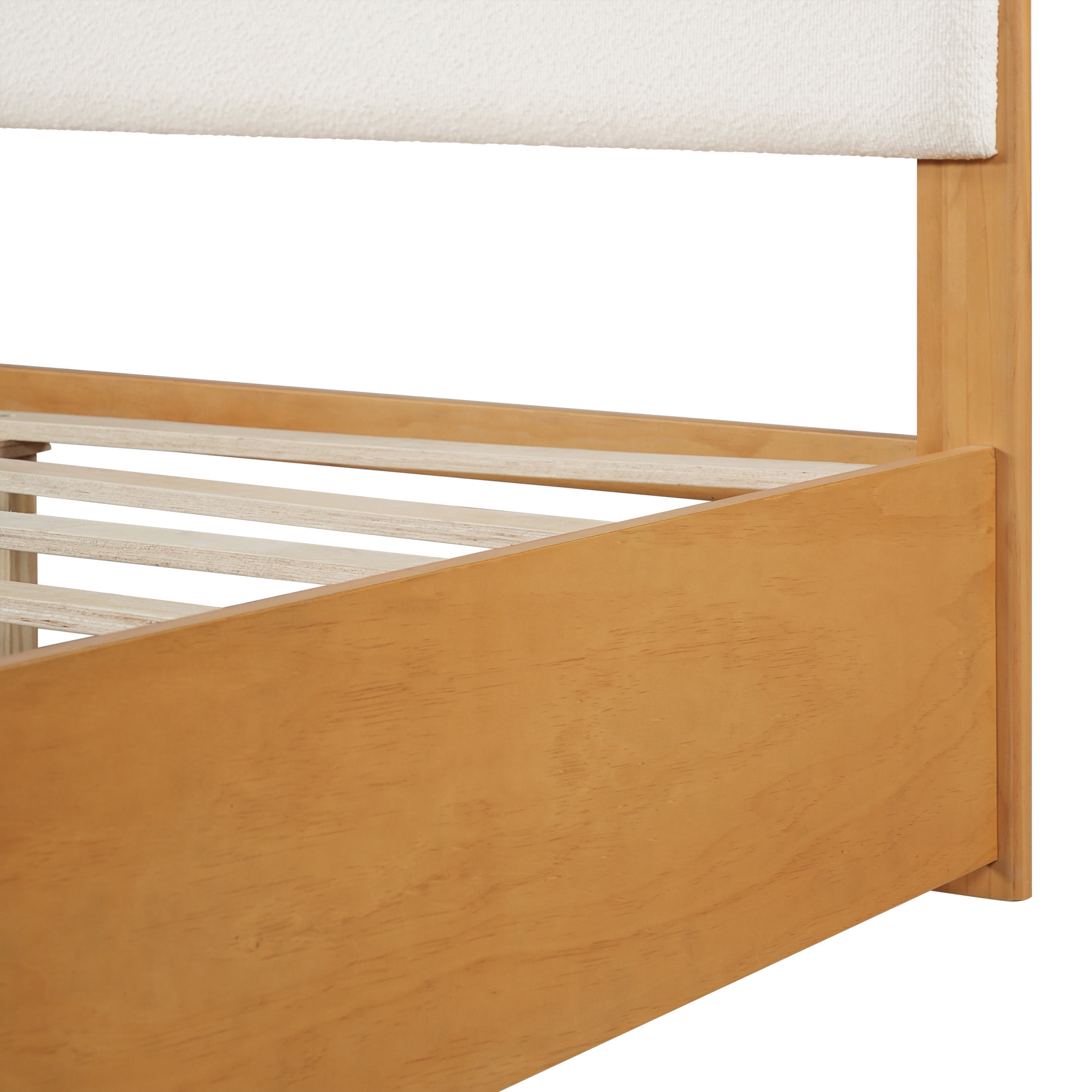 Christopher Knight Home Modern King Wood Bed Frame with Upholstered Headboard and Footboard, Natural