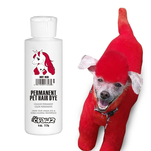 Tinte de pelo para mascotas OPAWZ, permanente, rojo intenso, para perros y caballos