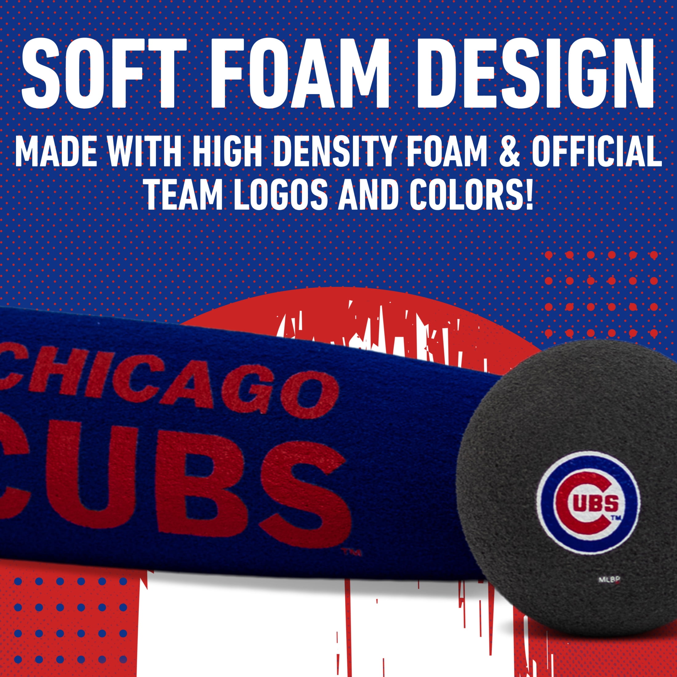 Franklin Sports MLB Chicago Cubs Foam Bat + Ball Set, 21 in