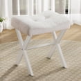 thumbnail image 1 of Taburete Memobarco, 46 cm, con patas en X de metal, color blanco, 1 of 9