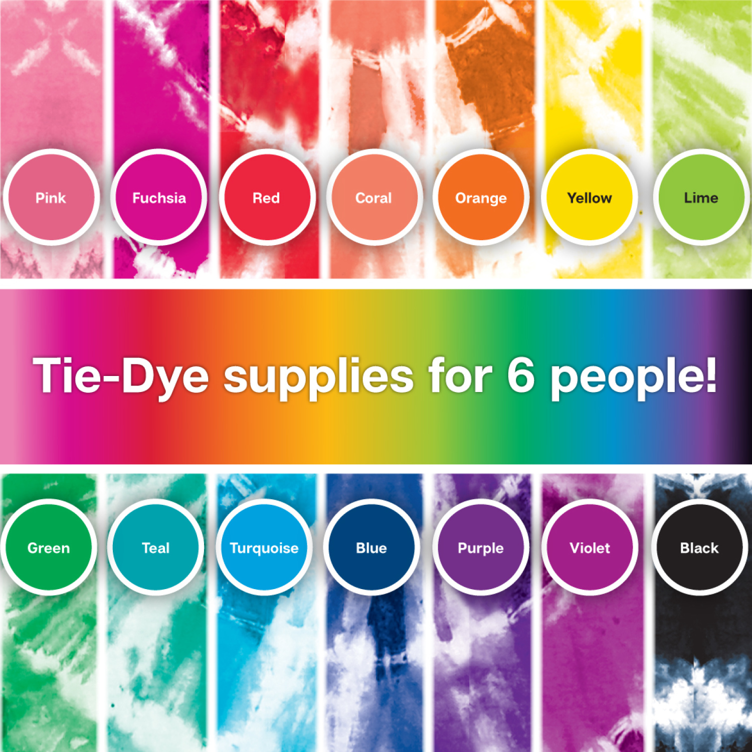 Tulip One Step Tie-Dye Kit: Tie-Dye Party Supplies, 18 Bottles, Rainbow Colors - image 5 of 11