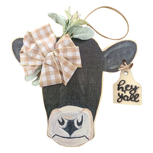 Cowhead Farmhouse Sign Colgante Artesanía de madera Suministros para fiestas navideñas reutilizables