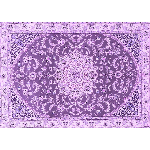 Ahgly Company Indoor Rectangle Medallion Purple Traditional Area Rugs, 7' x 10'