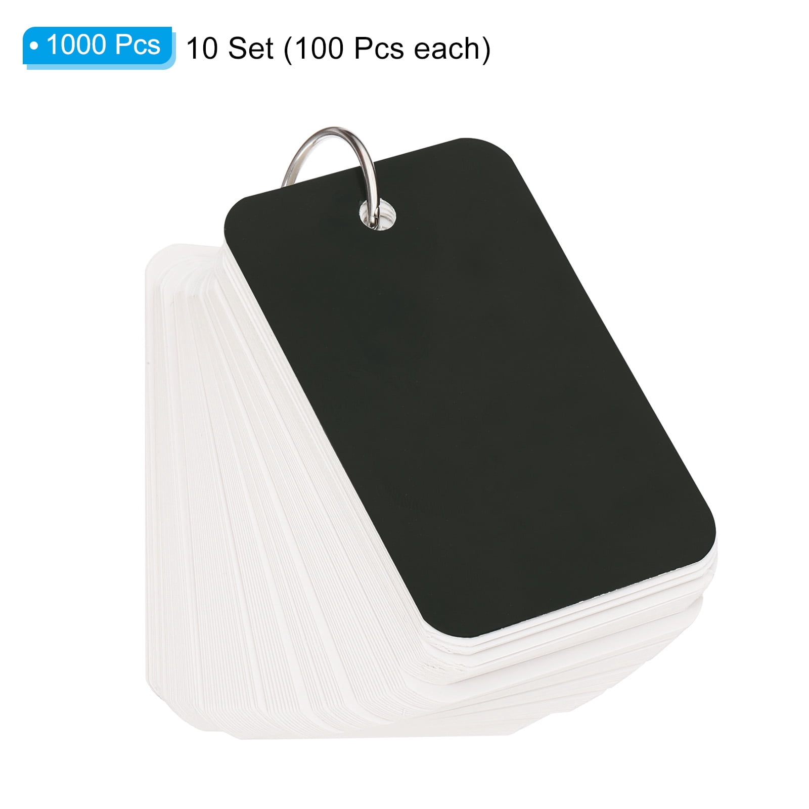 10pcs Flash Card with Ring, 3.5x2" Flash Card Blank 100 Sheets Each White Blank Index Cards Small Note Cards for Studying Memory Learning, Grey