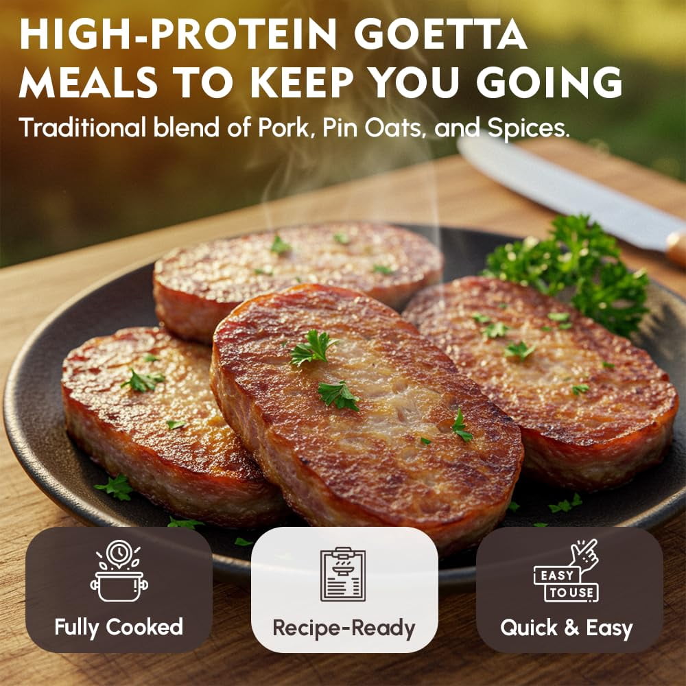 (Pack of 6) Werling & Sons Grandma Werling’s Goetta 14.5 Oz Canned Food Fully Cooked Pork & Pin Oats Traditional German Style Canned Meat Shelf Stable for Emergency Storage, Camping & Quick Meals