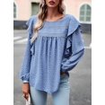 thumbnail image 3 of Blusas de mujer túnicas ropa de calle camisa de cuello redondo blusa, 3 of 7