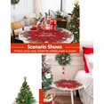 thumbnail image 6 of Christmas Tree Round Fitted Tablecloth, Snowman Xmas Ornaments Snowflake Sleigh Deer Winter Red Wooden Waterproof Table Cover with Elastic Edged for Outdoor Picnic Parties, Fits Tables up to 45" - 52", 6 of 6