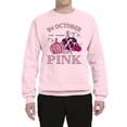 thumbnail image 2 of Wild Bobby In October We Wear Pink Pumpkin Cheetah Print Breast Cancer Awareness Unisex Crewneck Sweatshirt, Light Pink, Small, 2 of 6