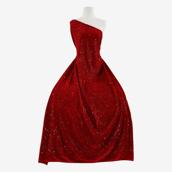 Zelouf Farrow Velvet W/sequins , Sewing, DIY, Crafts Fabric by the Yard, Majestic Scarlet, 3 Yard