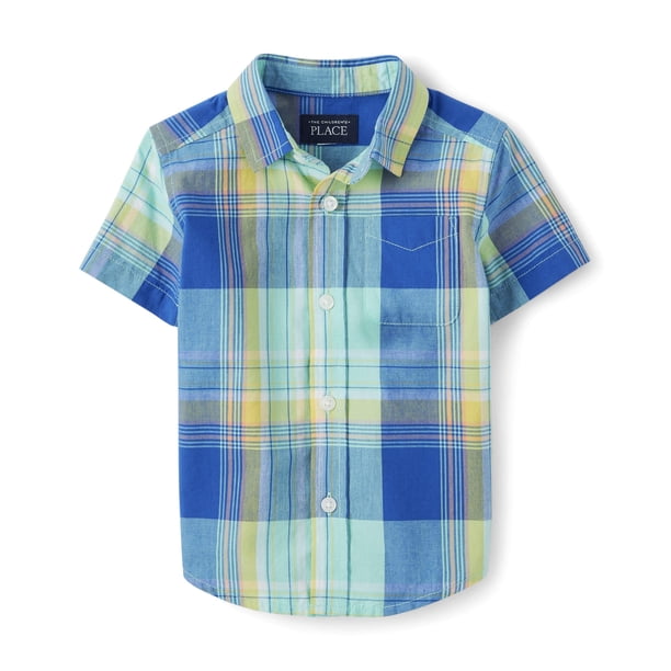 Camisa The Children's Place para niños pequeños, manga corta, 2T, color aguamarina