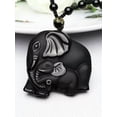 thumbnail image 4 of GKNET Crystal Natural Black Obsidian Elephant Necklace Pendant Bead with Chain, 4 of 6