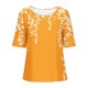 thumbnail image 5 of Tops de Lino para Mujeres Imprimir Suéter Cuello Redondo Manga Corta Superior Poliéster, Blusa de Moda Casual para la Primavera Y el Verano, 5 of 5