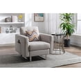 thumbnail image 2 of Victoria Beige Linen Fabric Armchair with Metal Legs, Side Pockets, and Pillow, 2 of 6