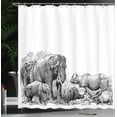 thumbnail image 3 of Ambesonne Black White Shower Curtain, Savannah Animals Sketch, 69"Wx70"L, White and Black, 3 of 4