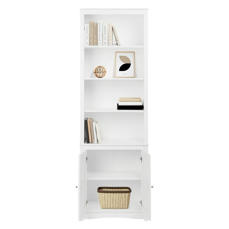 Prepac Tall Bookcase with 2 Shaker Doors, White - Walmart.com
