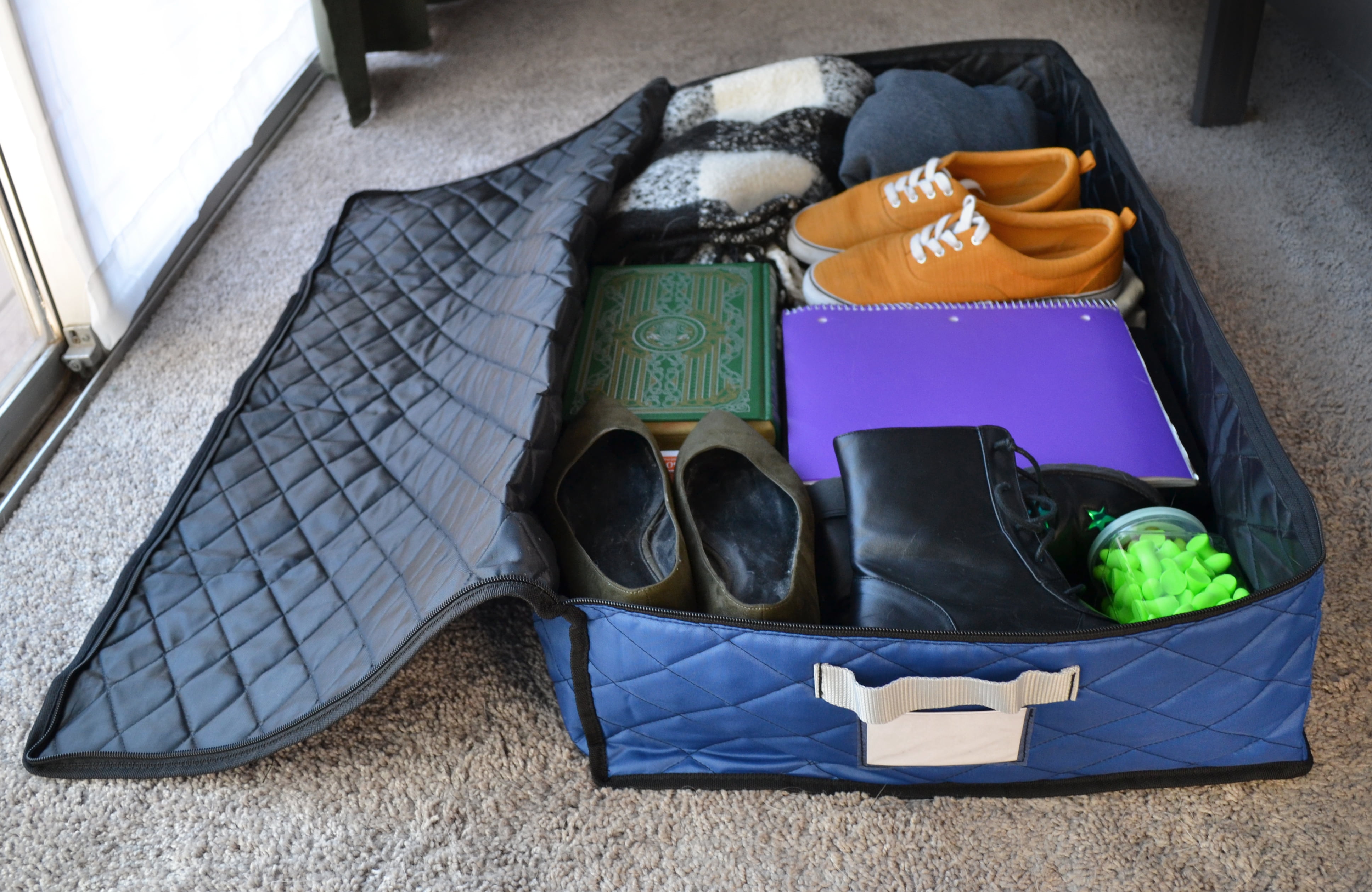 Simple Living Solutions Quilted Under the Bed Storage (Large, Blue), Bedroom and Dorm Storage