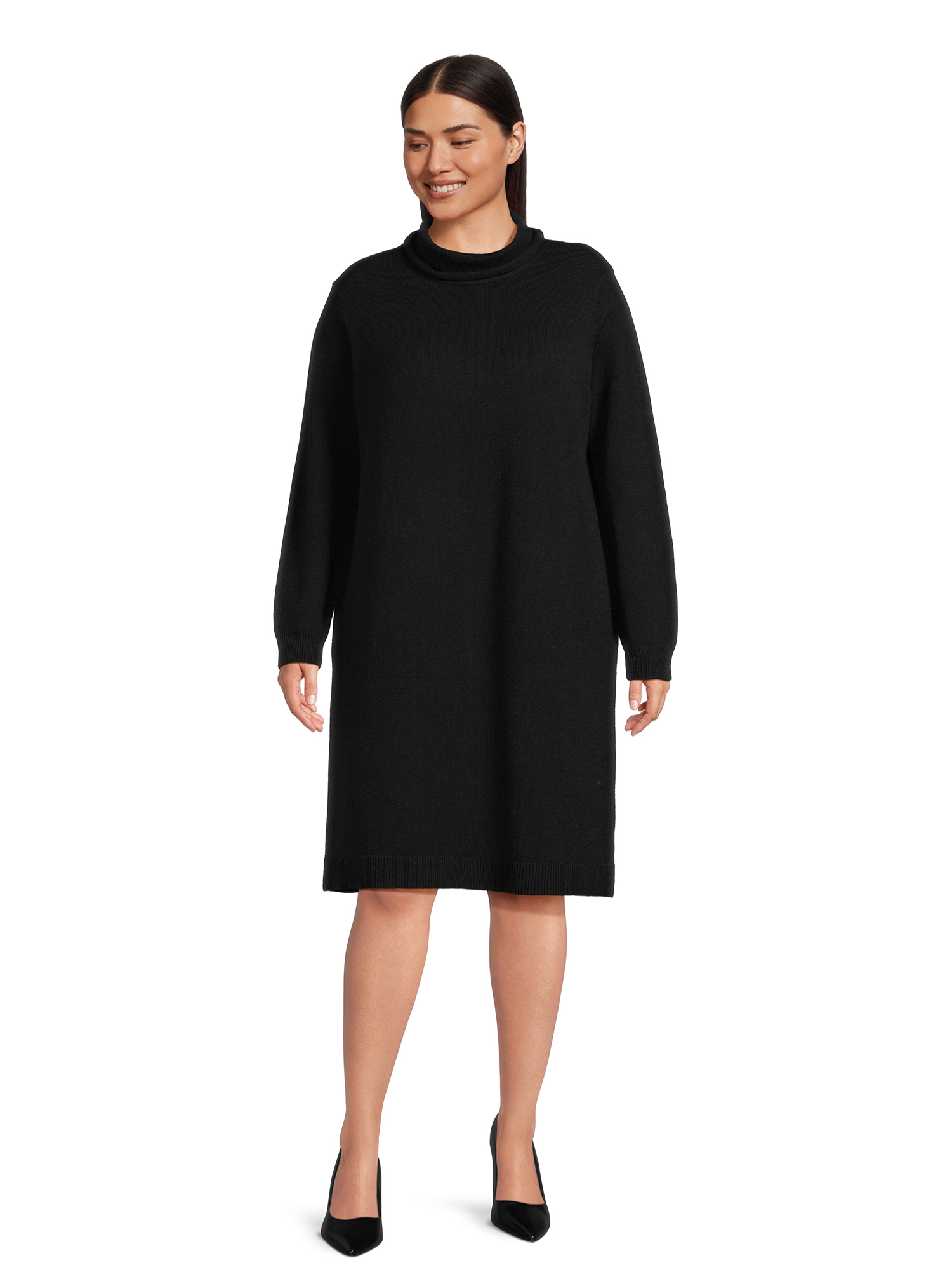 Terra & Sky Women's Plus Size Turtleneck Tunic Length Sweater Dress - image 2 of 5