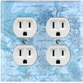 thumbnail image 1 of Metal Light Switch Plate Outlet Cover (Blue Leaf Letter Damask LET007), 1 of 13