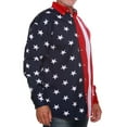 thumbnail image 3 of Men's Stars & Stripes American Flag 100% Cotton Long Sleeve Button-Up Shirt USA, 3 of 4