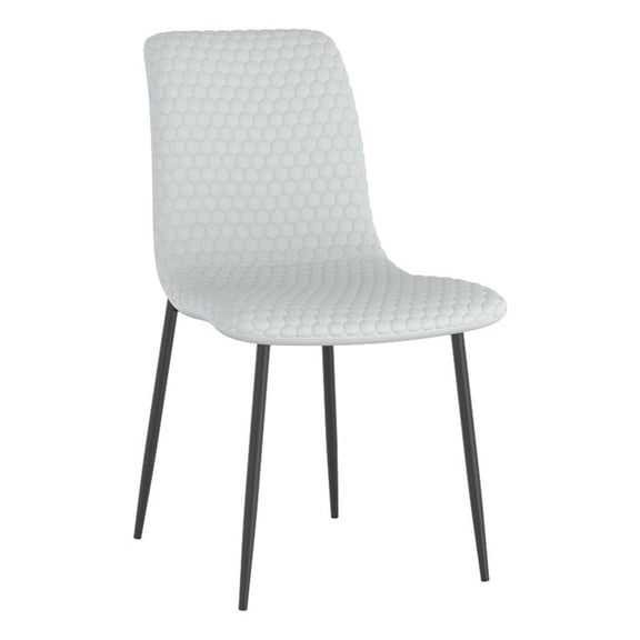 Pemberly Row Faux Leather and Metal Dining Chair Set of 2 Gray and Black