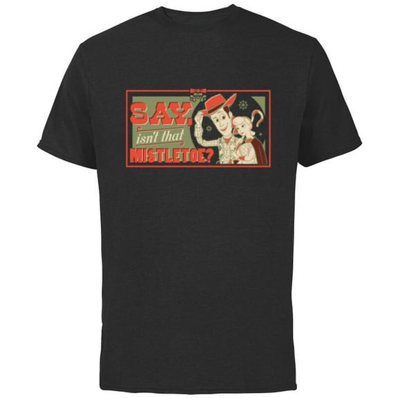 Disney and Pixar’s Toy Story Woody Bo Peep Holiday Mistletoe - Short Sleeve Cotton T-Shirt for Adults - Customized-Red
