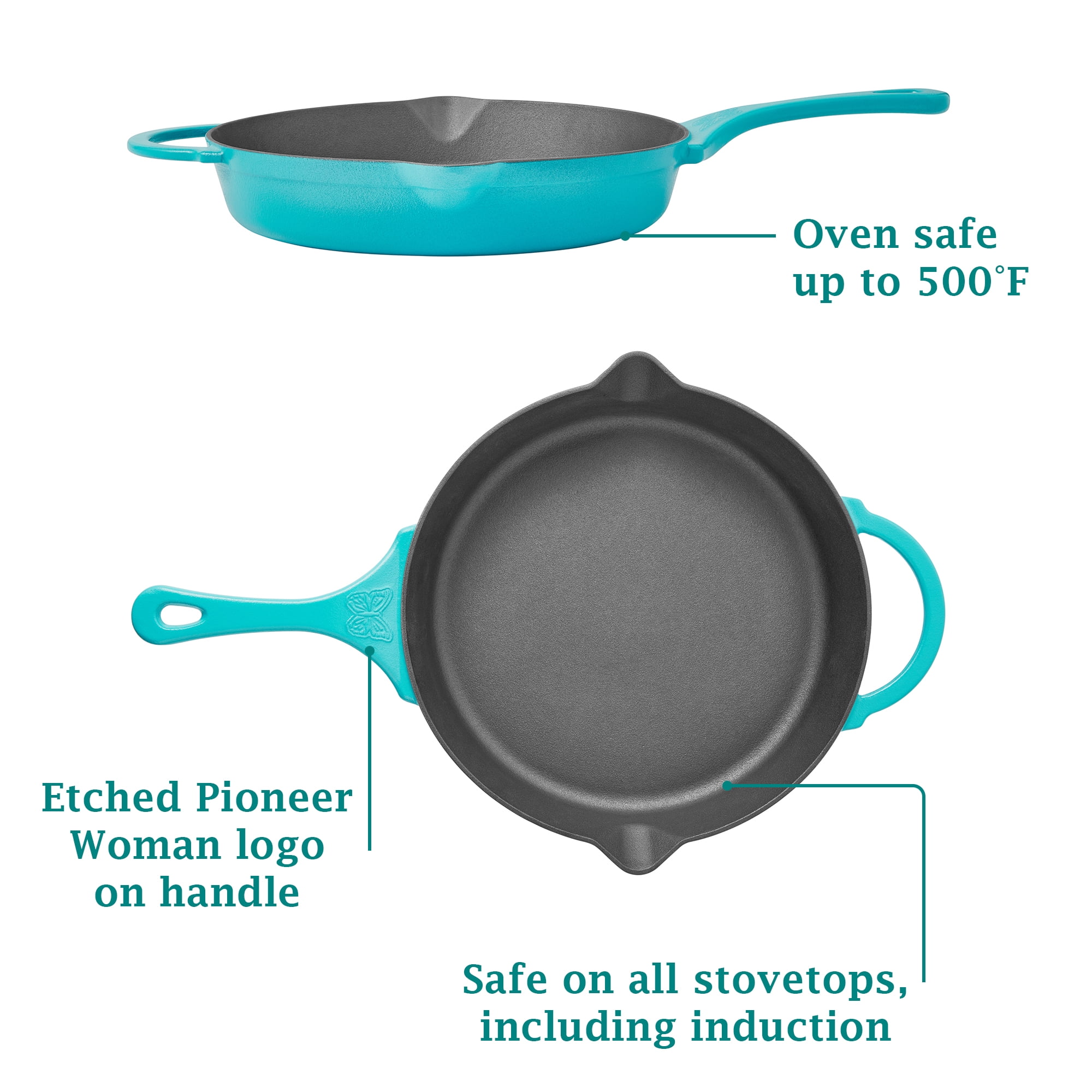 The Pioneer Woman 12-Inch Round Nonstick Interior Cast Iron Fry Pan