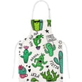 thumbnail image 4 of Dreamtimes Oven Mitts and Pot Holders with Chef Apron 3Pcs Set Funny Cactus Non Slip Heat Resistant Gloves for Baking Cooking BBQ, 4 of 7