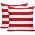 thumbnail image 1 of Housses de Coussin Rayures de Noël Rouges 20x20 Pouces Lot de 2, Housses de Coussin Carrées Décoratives en Lin Rustique, Géométrique Rouge Blanc pour Décoration de Patio Canapé Chambre, 1 of 8