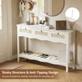 thumbnail image 2 of LAZZO 51” Boho Rattan Console Table, Narrow Entryway Table with 3 Drawers & Open Shelf, White, 2 of 9