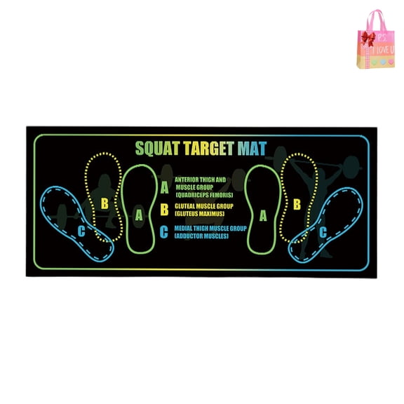 Squat Target Mat with Foot Position Guide, Non-Slip, Diatomaceous Earth Rubber, 13.78 x 31.5 Inch