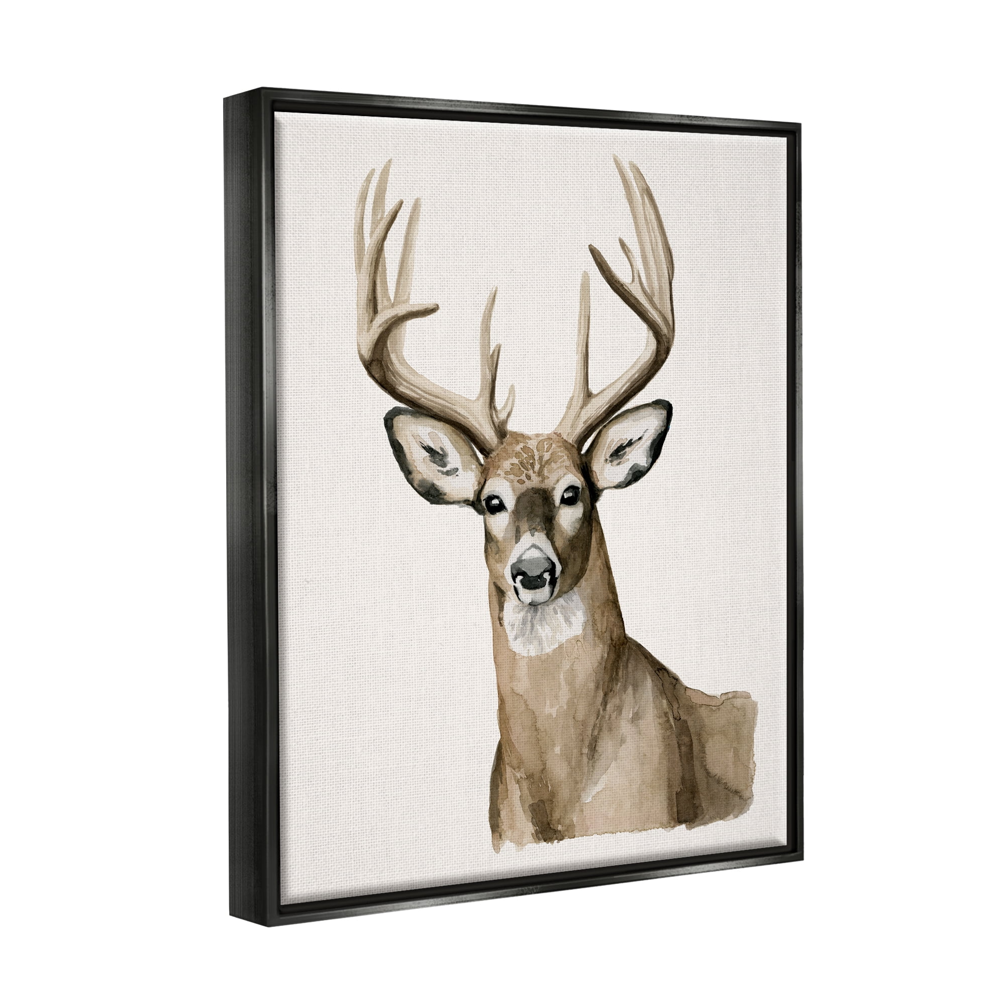 Stupell Industries Elk Portrait Wildlife Animals & Insects Painting Black Floater Framed Art Print Wall Art, 17 x 21